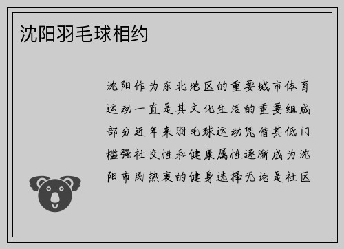 沈阳羽毛球相约